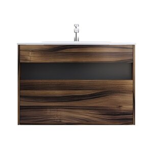 Изображение товара Тумба под раковину Am.Pm Func, 100 см, подвесная/напольная, темное дерево, M8FFUX1001OF