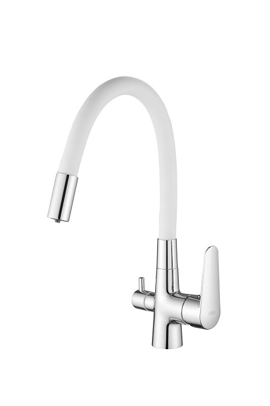 Изображение товара Смеситель Esko Coral CL 03 W для кухни с подключением к фильтру, гибкий излив
