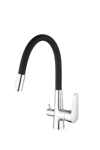 Изображение товара Смеситель Esko Coral CL 03 B, для кухни, с подключением к фильтру с питьевой водой, с гибким изливом, цвет хром/черный