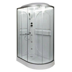 Изображение товара Душевая кабина Dto L, 120 x 80 см, крыша, LED-подсветка, гидромассаж, правая/левая, профиль матовый хром, стекло прозрачное, L602RLED+GM/L602LLED+GM