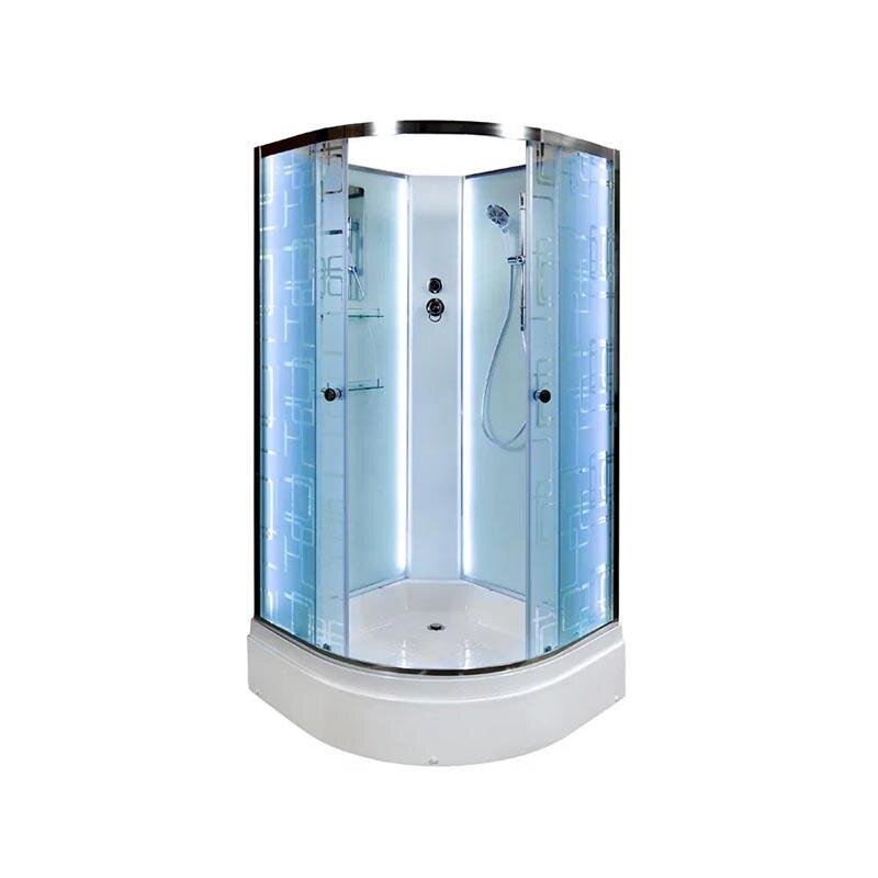 Изображение товара Душевая кабина Dto Em 80 x 80 см, без крыши, с LED подсветкой, стекла матовые с узором, профиль хром, EM2780NLED