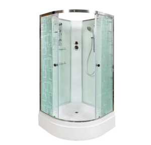Изображение товара Душевая кабина Dto Em 80 x 80 см, без крыши, стекла матовые с узором, профиль хром, EM2780N