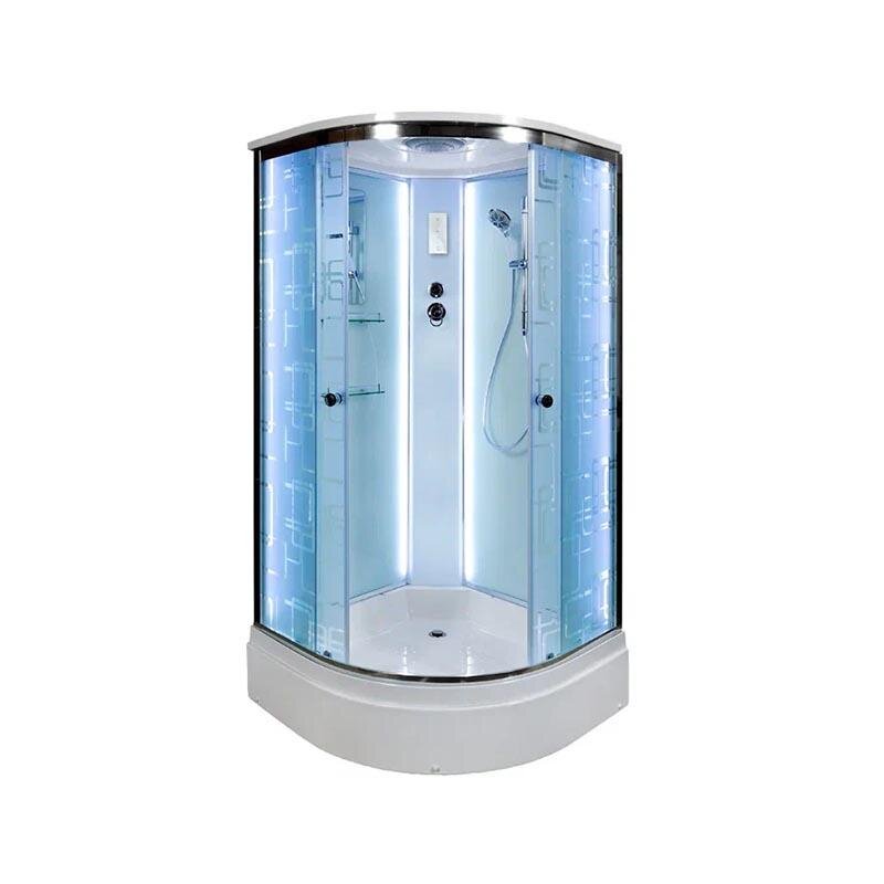 Изображение товара Душевая кабина Dto Em 80 x 80 см, с крышей, с LED-подсветкой, стекла матовые с узором, профиль хром, EM2780LED Изображение товара Душевая кабина Dto Em 80 x 80 см, с крышей, с LED-подсветкой, стекла матовые с узором, профиль хром, EM2780LED