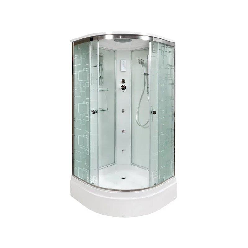 Изображение товара Душевая кабина Dto Em 80 x 80 см, с крышей, с гидромассажем и электрикой, стекла матовые с узором, профиль хром, EM2780GM+EL Изображение товара Душевая кабина Dto Em 80 x 80 см, с крышей, с гидромассажем и электрикой, стекла матовые с узором, профиль хром, EM2780GM+EL