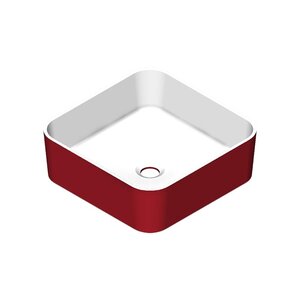 Изображение товара Раковина Radostone Риккарда 40.5х40.5 см квадратная из Stone Surface белая бордовая накладная