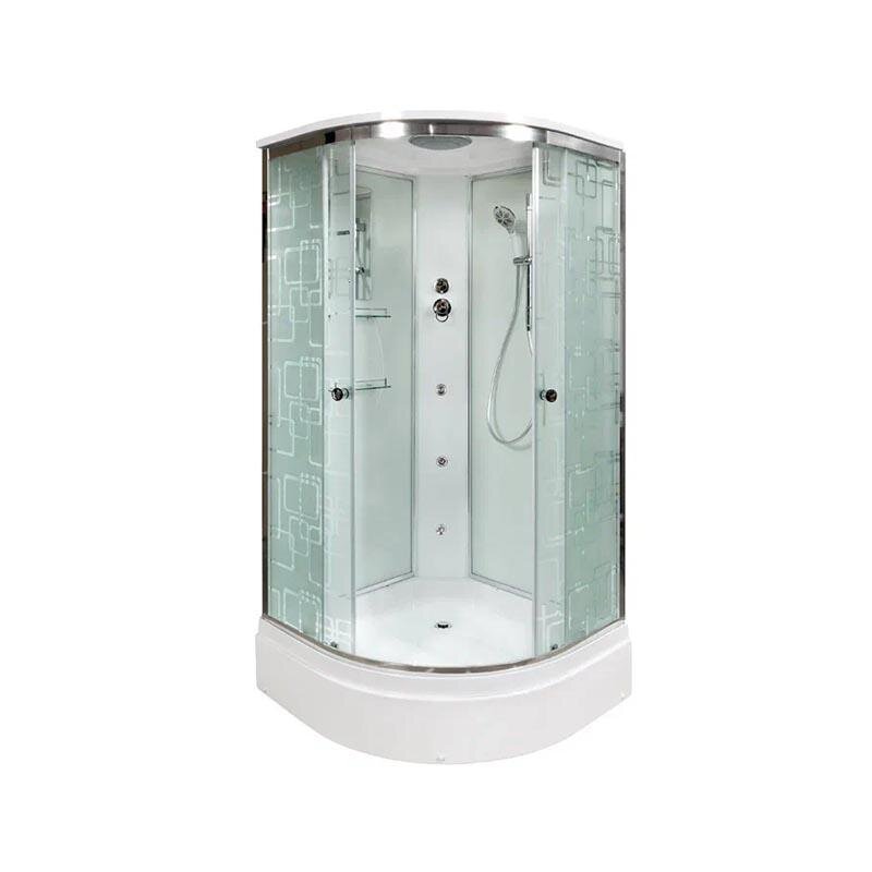 Изображение товара Душевая кабина Dto EM 2780 с гидромассажем 80x80 см стекла матовые с узором финляндия