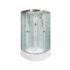 Изображение товара Душевая кабина Dto Em 80 x 80 см, с крышей, с гидромассажем, стекла матовые с узором, профиль хром, EM2780GM
