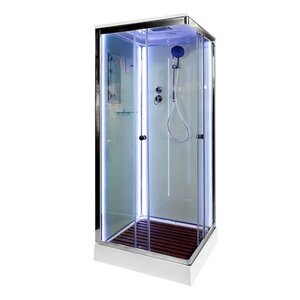 Изображение товара Душевая кабина Dto K, 100 x 100 см, с крышей, с LED-подсветкой, стекла прозрачные, профиль хром, K401SLED