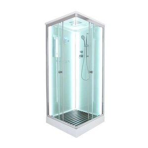 Изображение товара Душевая кабина Dto K, 80 x 80 см, с крышей, с LED-подсветкой, стекла прозрачные, профиль хром, K408SLED