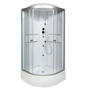 Изображение товара Душевая кабина Dto L, 90 x 90 см, крыша, гидромассаж, профиль матовый хром, стекло прозрачное, L590GM