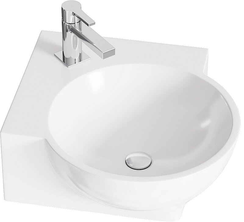 Изображение товара Мебельная раковина Aqwella Дельта 45 см белая угловая керамика 2 года гарантии