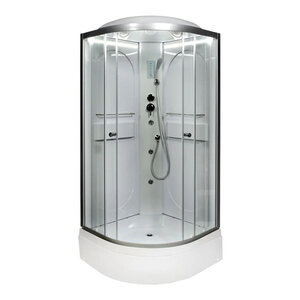 Изображение товара Душевая кабина Dto L, 100 x 100 см, крыша, LED-подсветка, гидромассаж, профиль матовый хром, стекло прозрачное, L510LED+GM