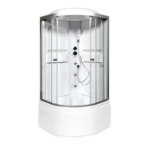 Изображение товара Душевая кабина Dto L, 80 x 80 см, с крышей, с гидромассажем, стекла прозрачные, профиль хром, L680GM