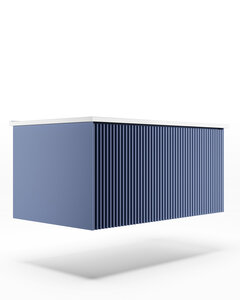 Изображение товара Тумба под раковину La Fenice Terra Blu Grigio 80 см, подвесная, под встраиваемую раковину, синий матовый, FNC-01-TER-BG-80