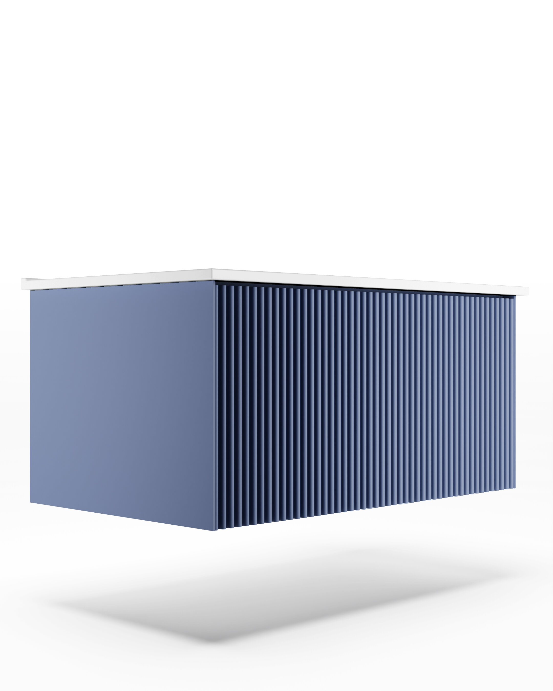 Изображение товара Тумба под раковину La Fenice Terra Blu Grigio 80 см, подвесная, под встраиваемую раковину, синий матовый, FNC-01-TER-BG-80