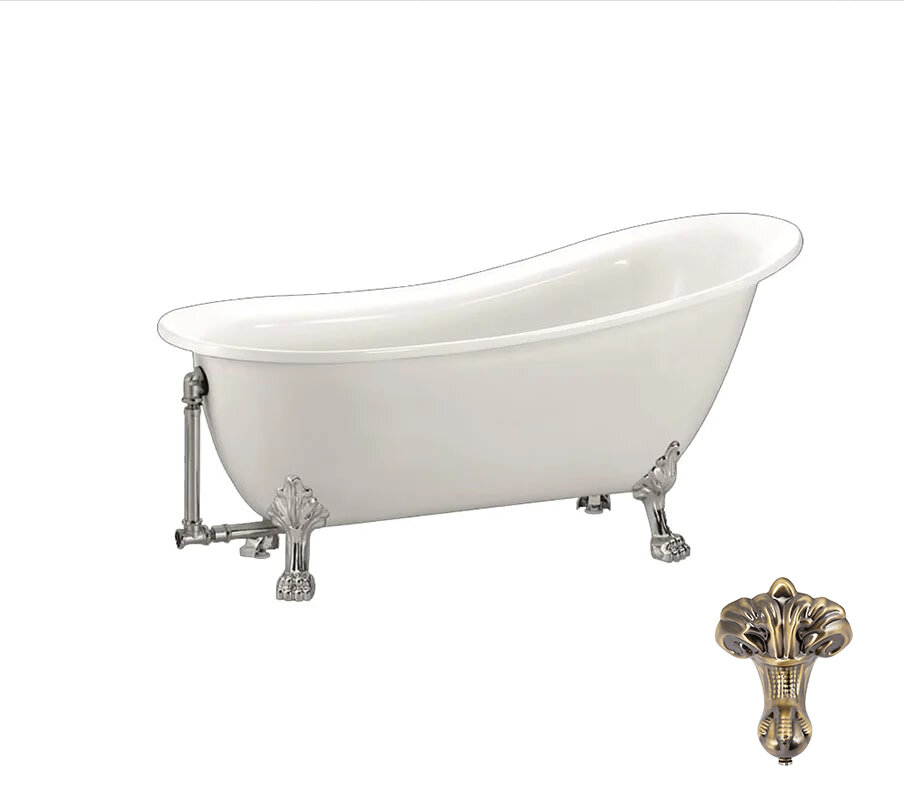 Изображение товара Акриловая ванна BelBagno BB06-1700 с бронзовыми ножками, стиль ретро, Италия