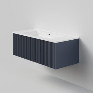 Изображение товара Тумба под раковину La Fenice Terra Blu Grigio 100 см, подвесная, под встраиваемую раковину, синий матовый, FNC-01-TER-BG-100