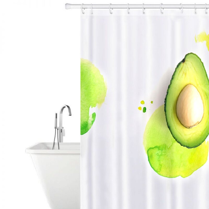Изображение товара Штора для ванной MySpace Avocado 180х180 см бело-зеленая водоотталкивающая
