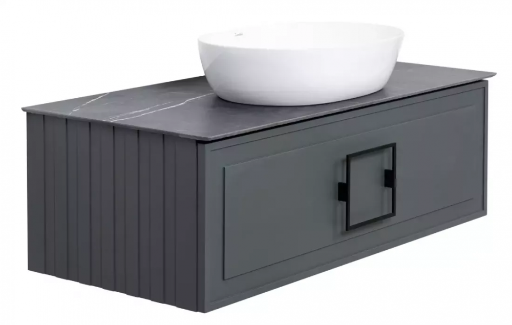 Изображение товара Тумба под раковину La Fenice Cubo Grigio 90 см подвесная серый матовый из МДФ