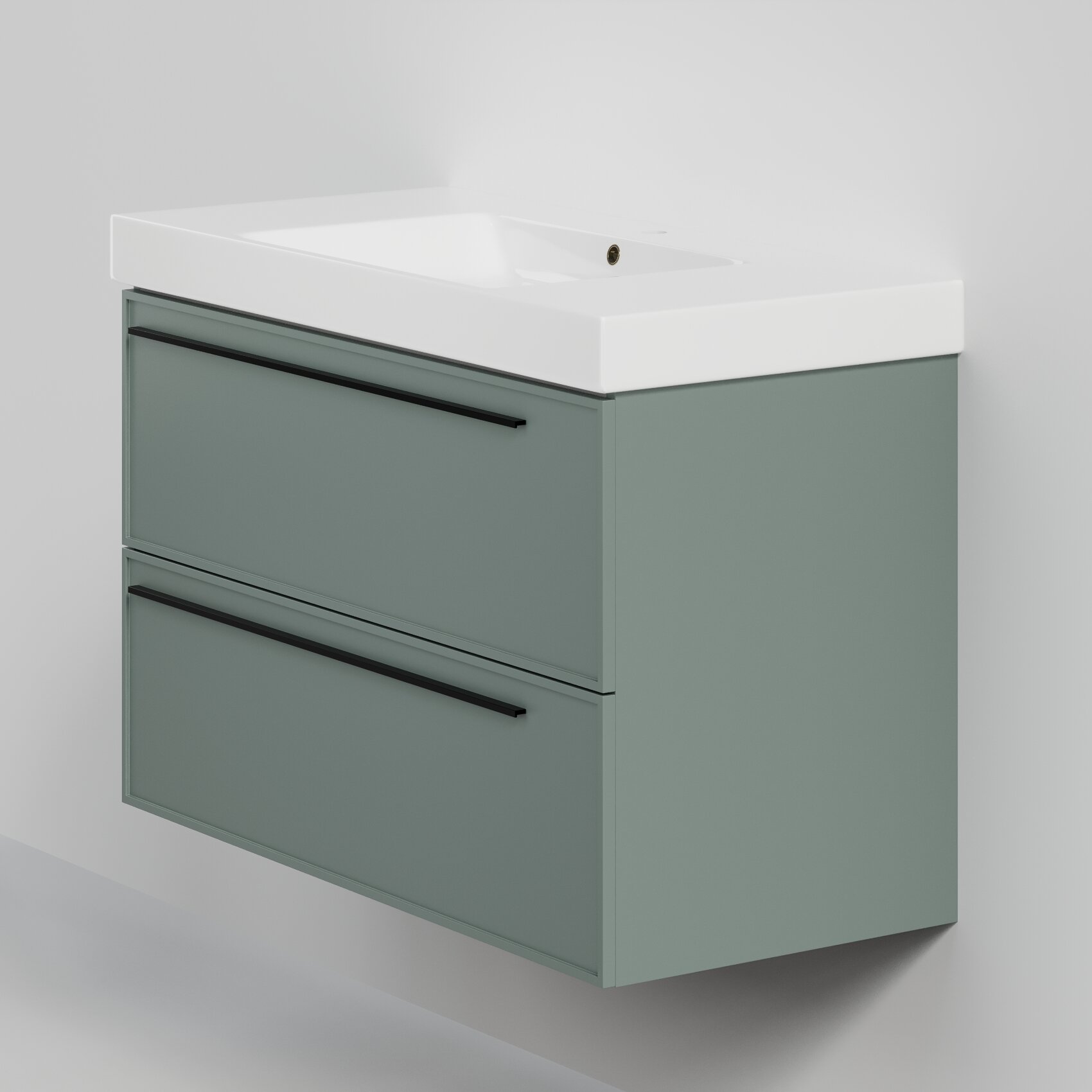 Изображение товара Тумба под раковину La Fenice Elba Grigio Twin 100 см подвесная серо-зеленая матовая