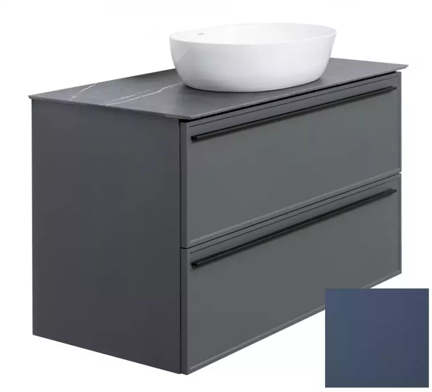 Изображение товара Тумба под раковину La Fenice Elba Blu Grigio Twin 100 см подвесная синий матовый