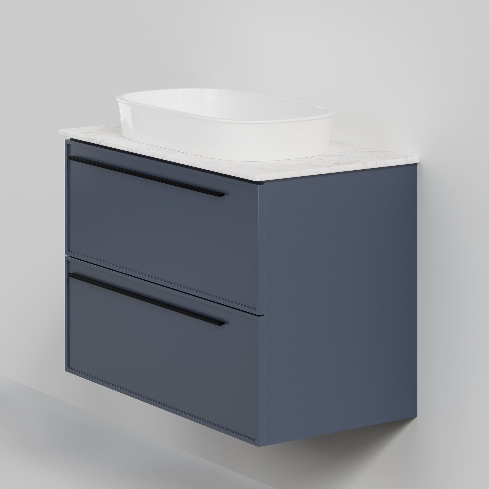 Изображение товара Подвесная тумба под раковину La Fenice Elba Blu Grigio Twin 90 см с сифоном