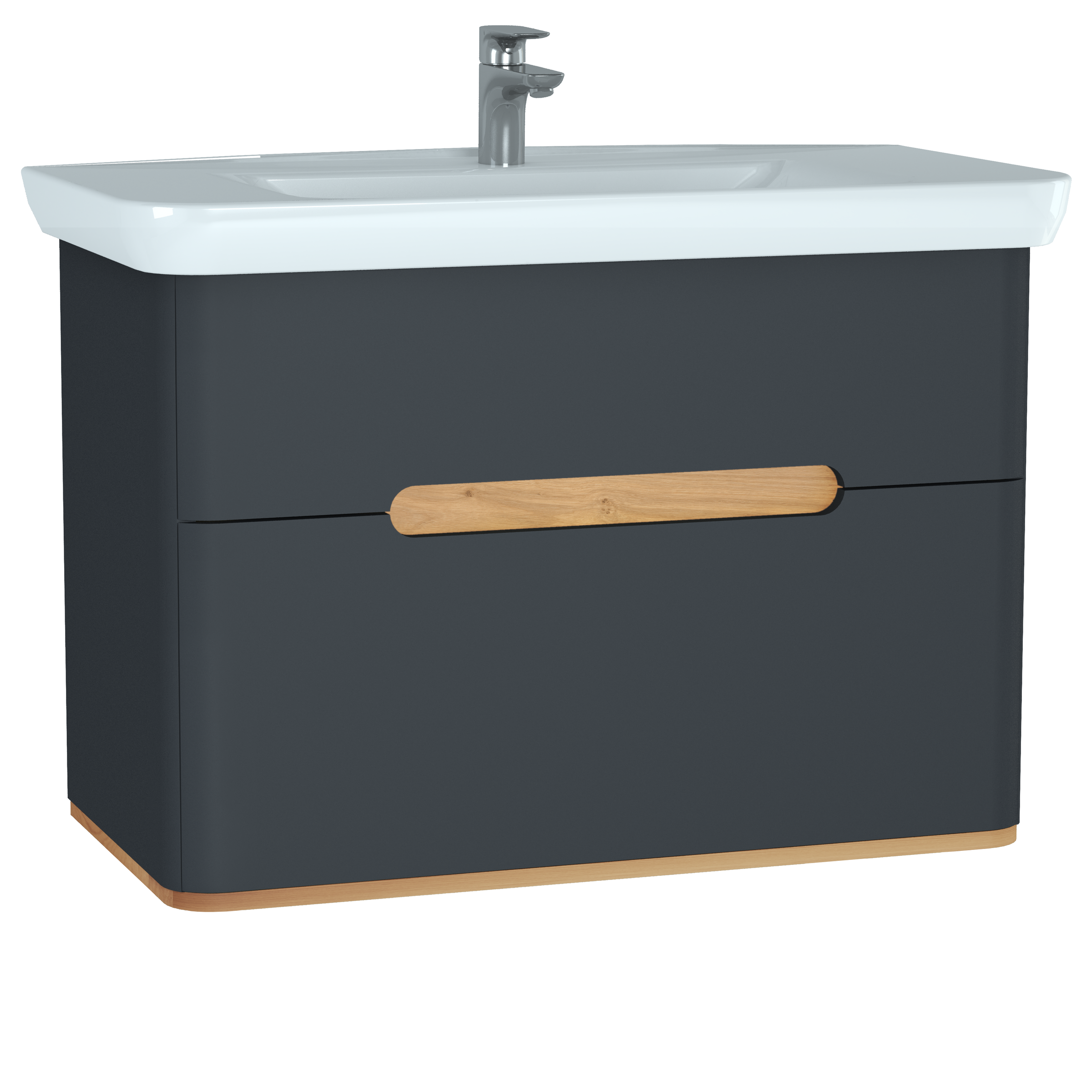 Изображение товара Тумба с раковиной Vitra Sento 100 см с LED подсветкой антрацит матовая