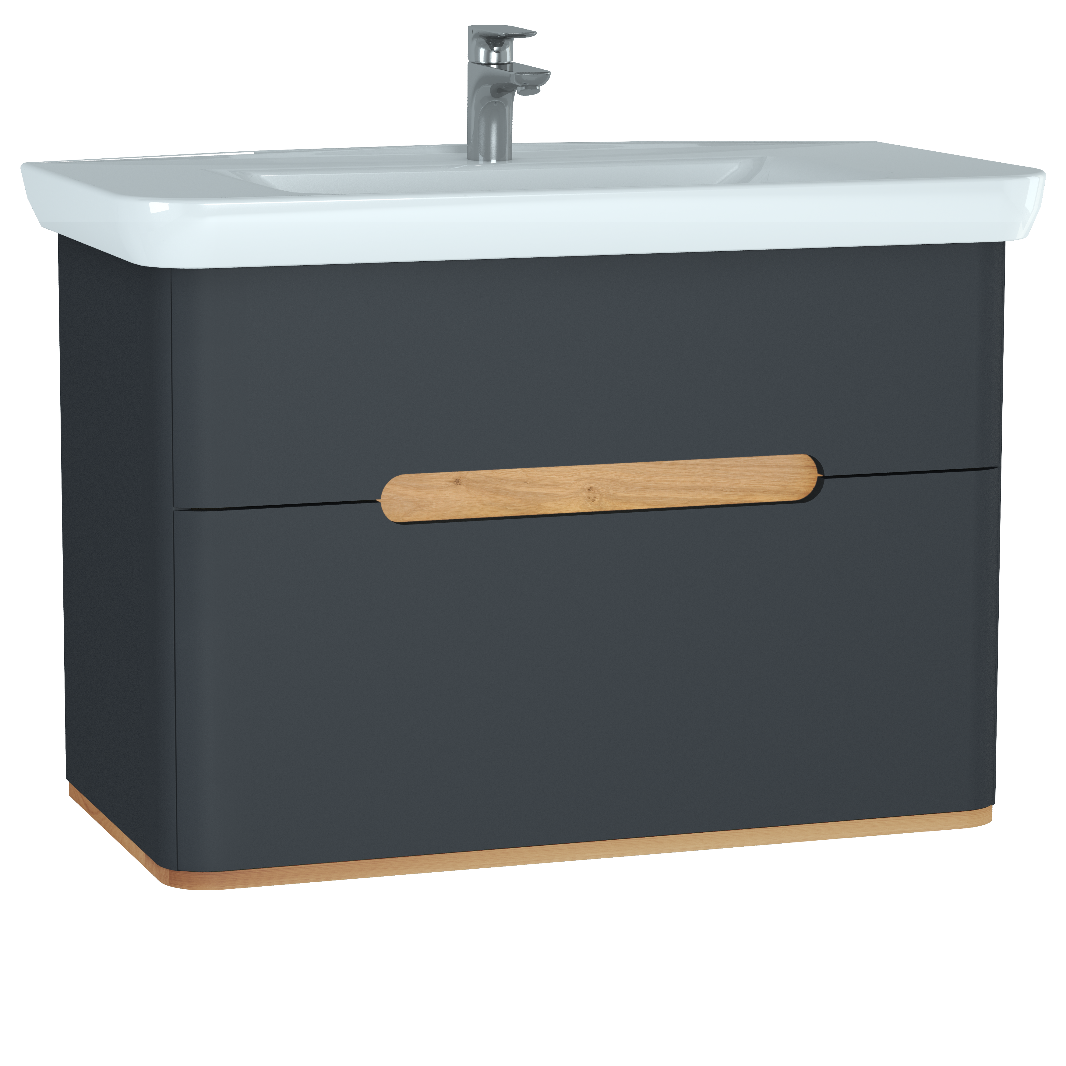 Изображение товара Тумба с раковиной Vitra Sento 60838 100 см, с LED подсветкой, подвесная/напольная, цвет антрацит матовый