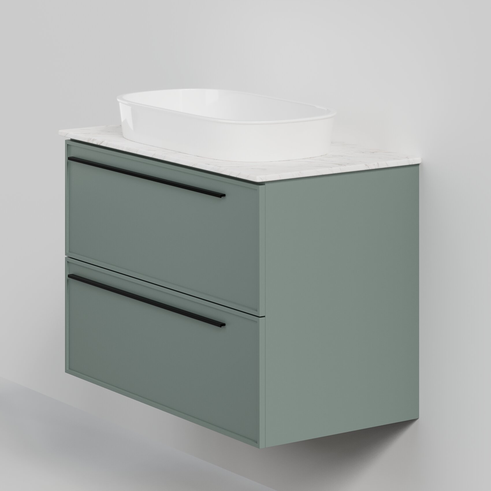 Изображение товара Тумба под раковину La Fenice Elba Grigio Twin 90 см подвесная серо-зеленая матовая