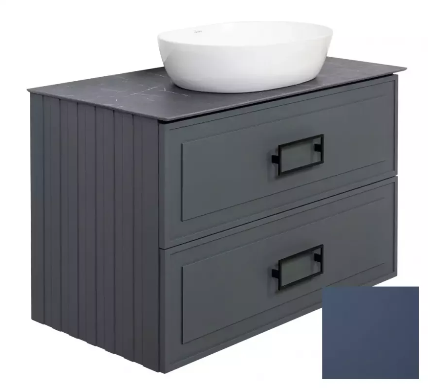 Изображение товара Тумба под раковину La Fenice Cubo Blu Grigio Twin 80 см, подвесная, под накладную раковину, синий матовый, FNC-01-CUB-BG-80-2