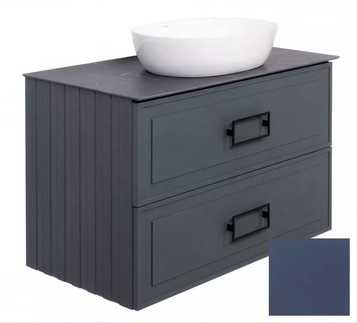 Изображение товара Тумба под раковину La Fenice Cubo Blu Grigio Twin 80 см, подвесная, под накладную раковину, синий матовый, FNC-01-CUB-BG-80-2 Изображение товара Тумба под раковину La Fenice Cubo Blu Grigio Twin 80 см, подвесная, под накладную раковину, синий матовый, FNC-01-CUB-BG-80-2