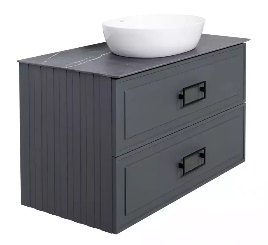 Изображение товара Тумба под раковину La Fenice Cubo Grigio Twin 90 см, подвесная, под накладную раковину, серый матовый, FNC-01-CUB-G-90-2