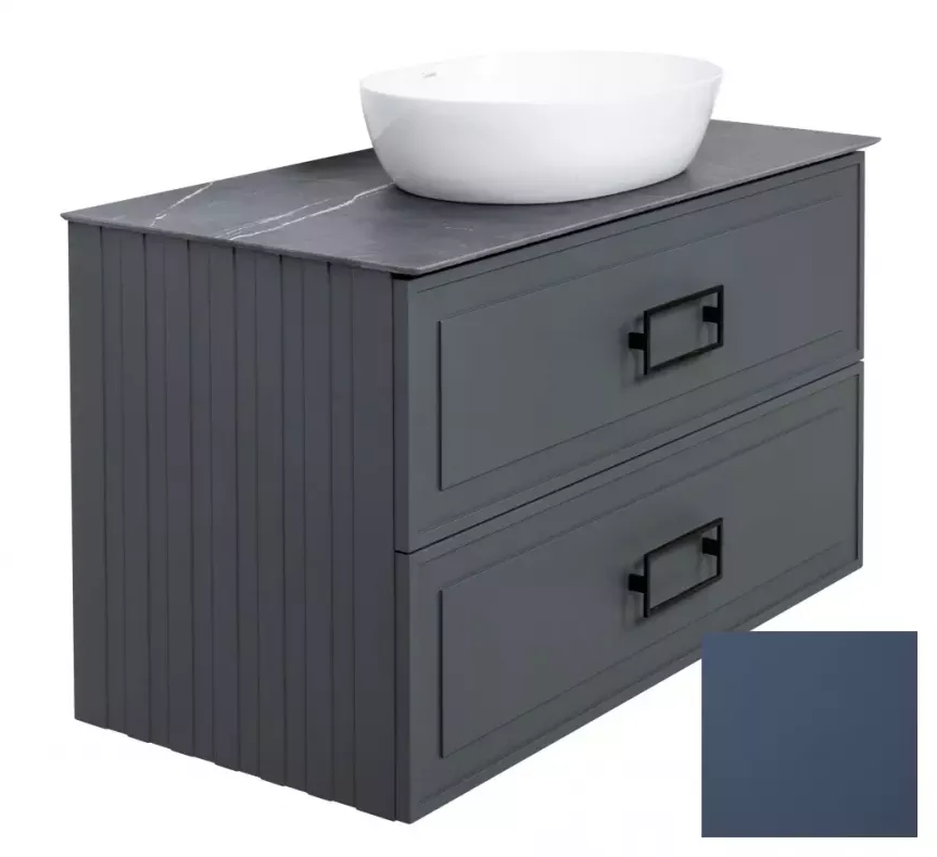 Изображение товара Тумба под раковину La Fenice Cubo Blu Grigio Twin 90 см, подвесная, под накладную раковину, синий матовый, FNC-01-CUB-BG-90-2