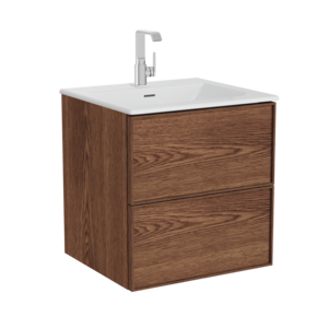 Изображение товара Тумба с раковиной Vitra Metropole 67154 Edge 60 см, подвесная, с подсветкой, цвет ореховое дерево