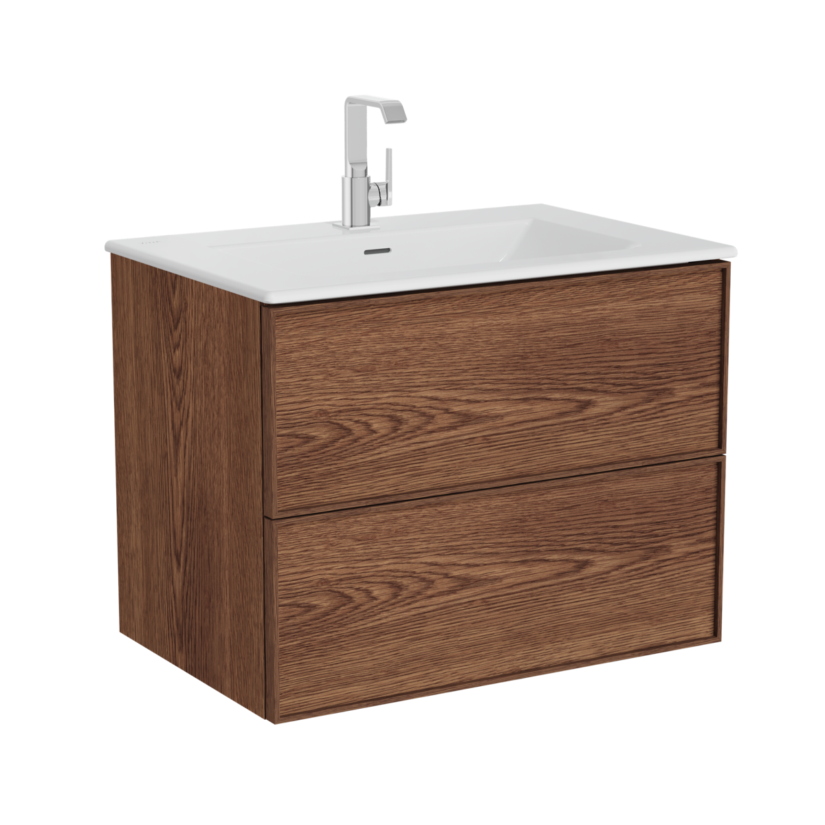 Изображение товара Тумба с раковиной Vitra Metropole Edge 80 см подвесная с подсветкой ореховое дерево