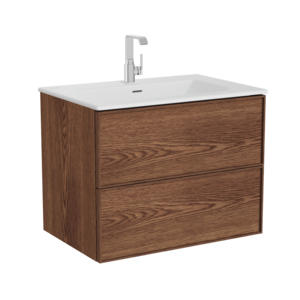 Изображение товара Тумба с раковиной Vitra Metropole 67155 Edge 80 см, подвесная, с подсветкой, цвет ореховое дерево