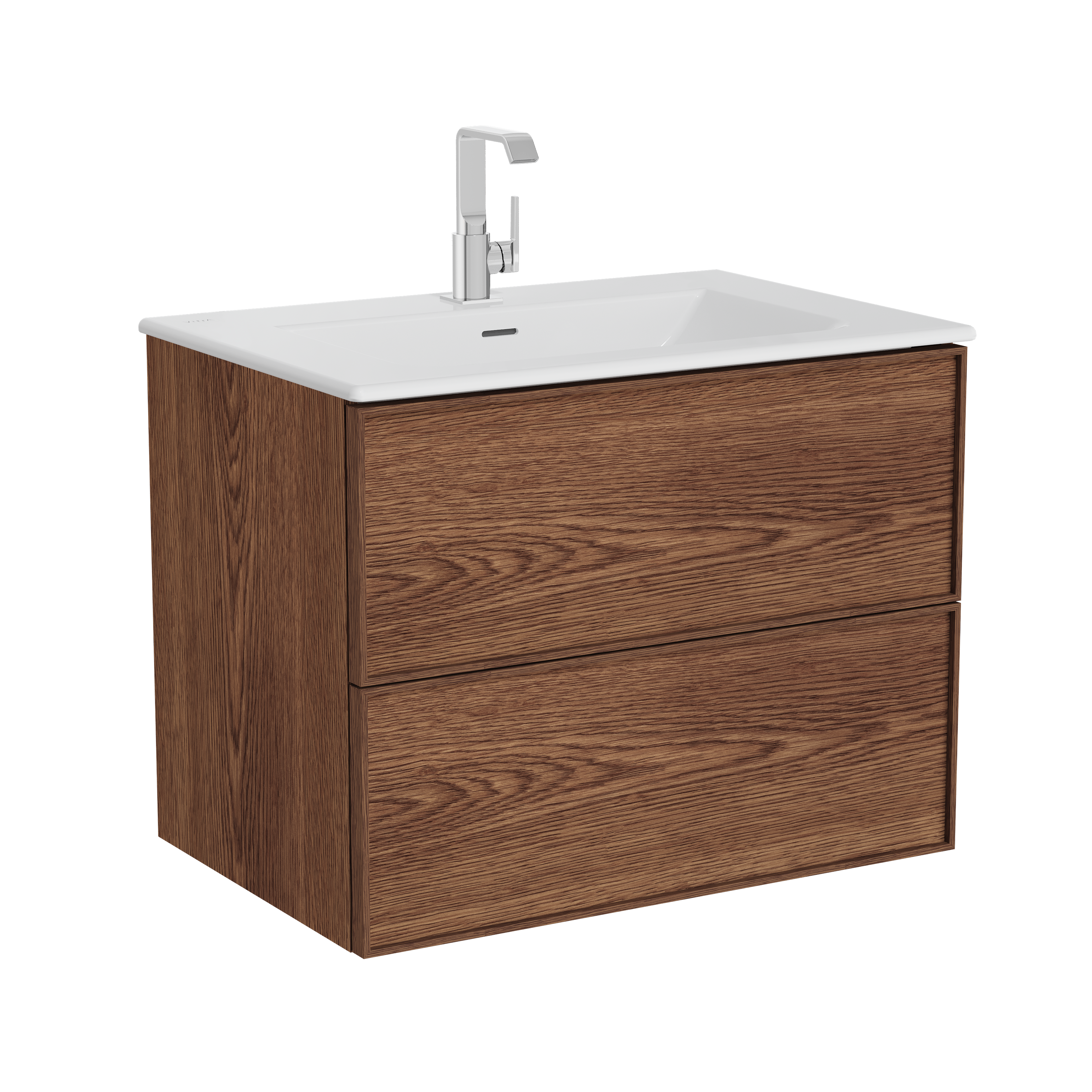 Изображение товара Тумба с раковиной VitrA Metropole 67155 Edge 80 см, подвесная, с подсветкой, цвет ореховое дерево