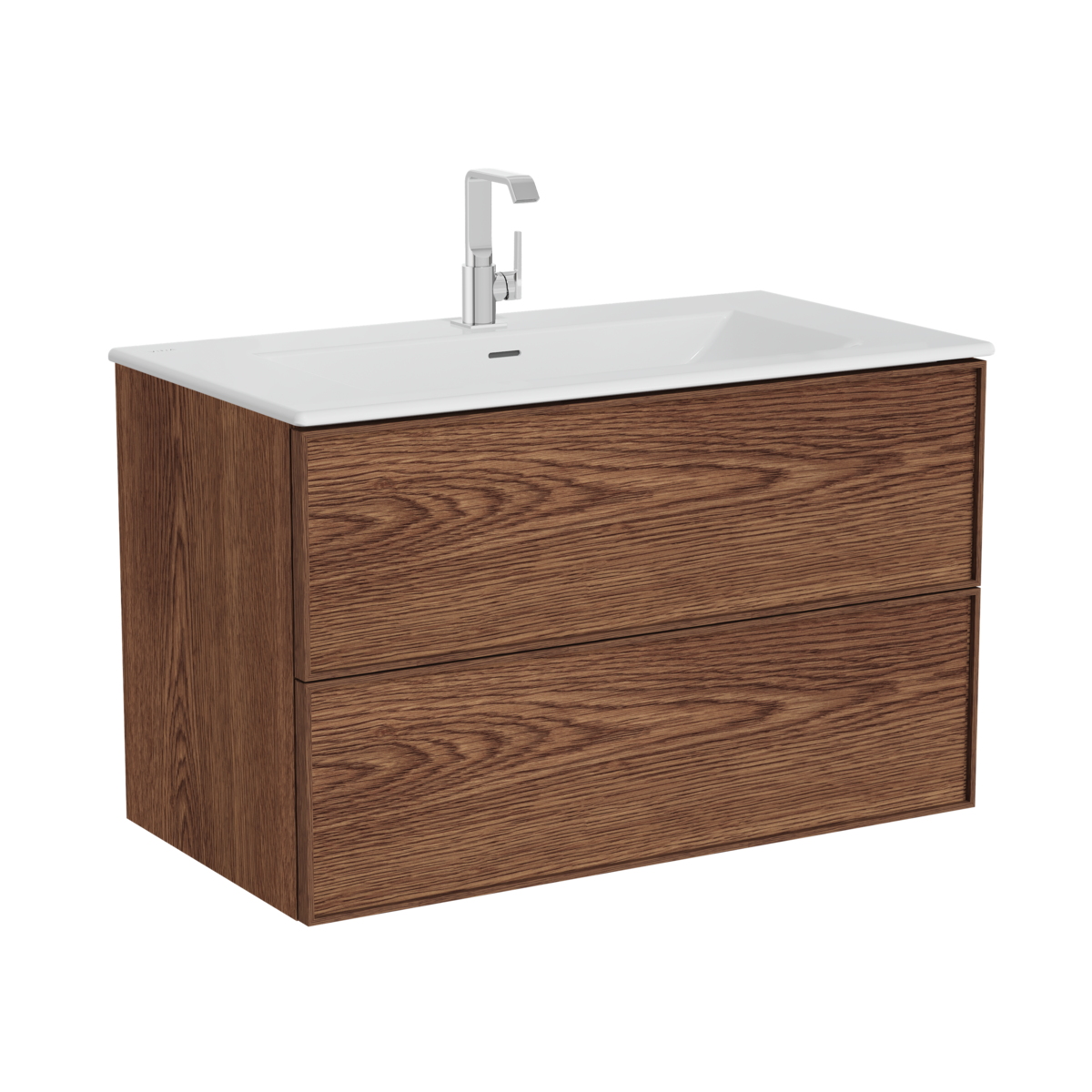 Изображение товара Тумба с раковиной Vitra Metropole Edge 100 см, подвесная, с подсветкой, орех