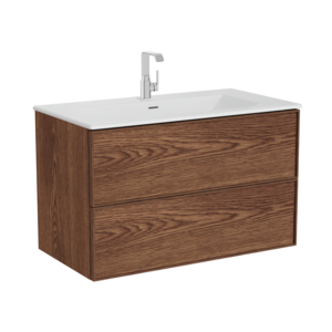 Изображение товара Тумба с раковиной Vitra Metropole 67156 Edge 100 см, подвесная, с подсветкой, цвет ореховое дерево