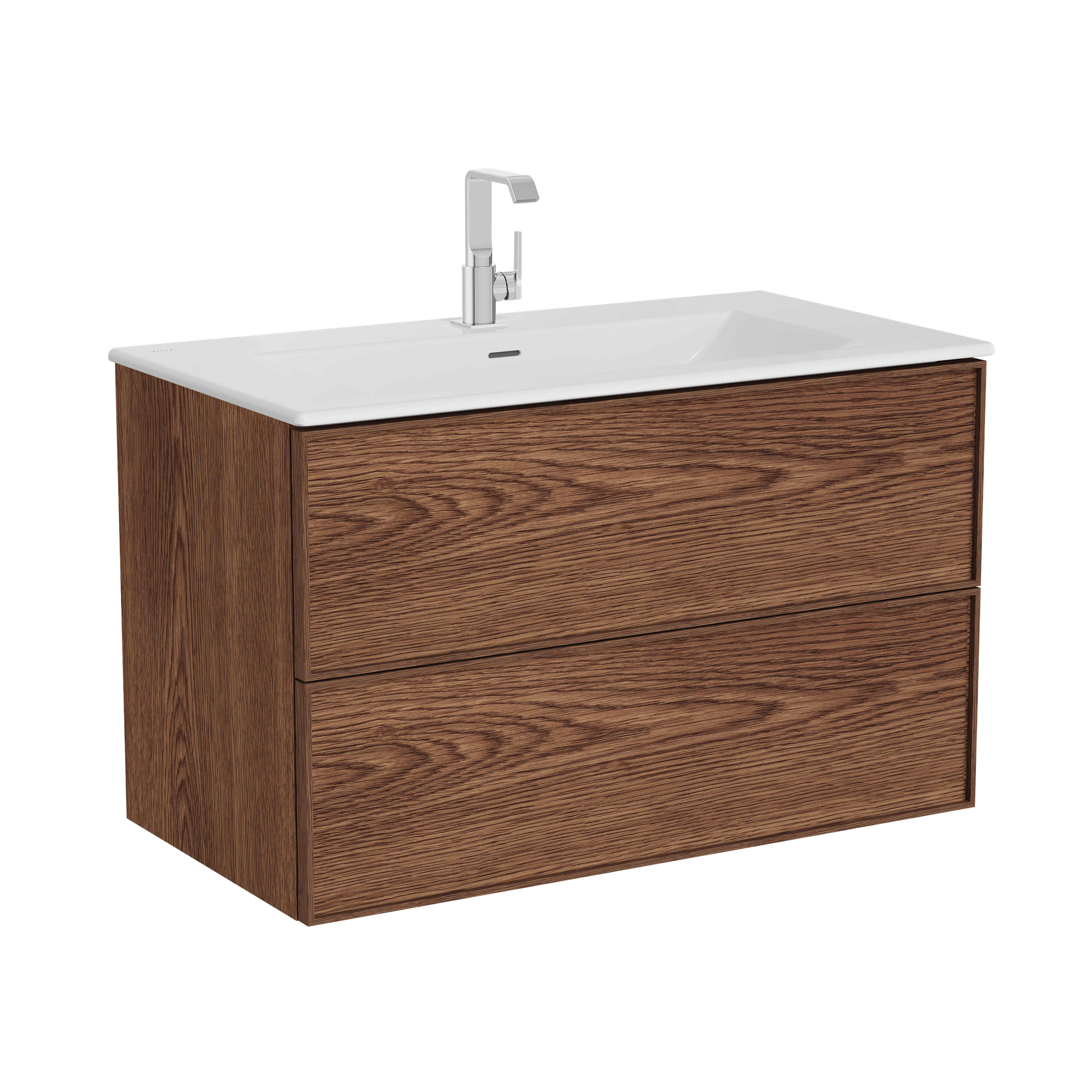 Изображение товара Подвесная тумба с раковиной VitrA Metropole Edge 100 см, ореховое дерево Изображение товара Подвесная тумба с раковиной VitrA Metropole Edge 100 см, ореховое дерево