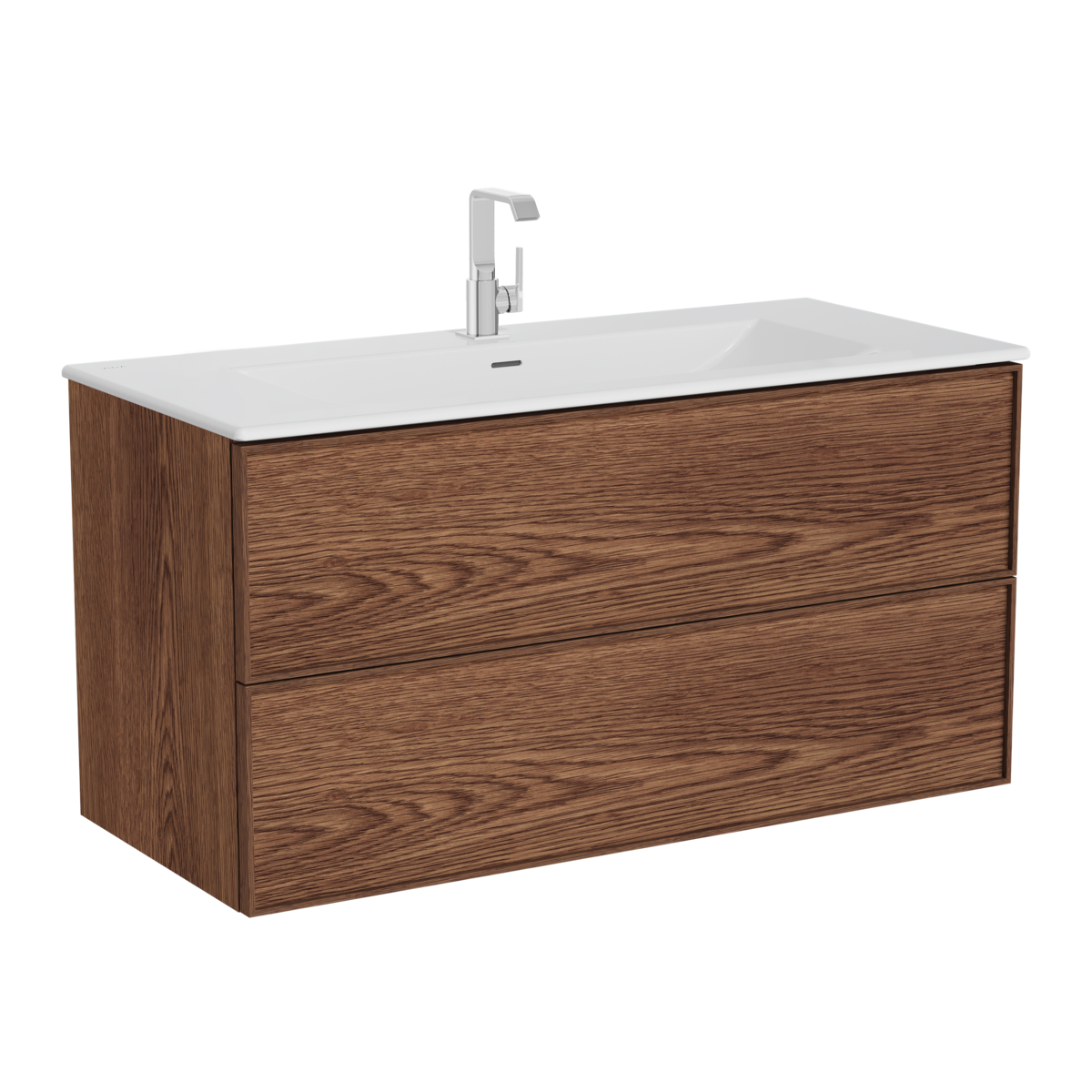 Изображение товара Тумба с раковиной VitrA Metropole Edge 120 см подвесная с подсветкой ореховое дерево