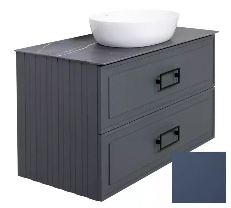 Изображение товара Тумба под раковину La Fenice Cubo Blu Grigio Twin 100 см, подвесная, синий матовый