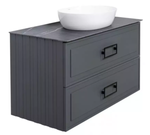 Изображение товара Тумба под раковину La Fenice Cubo Grigio Twin 100 см подвесная серый матовый