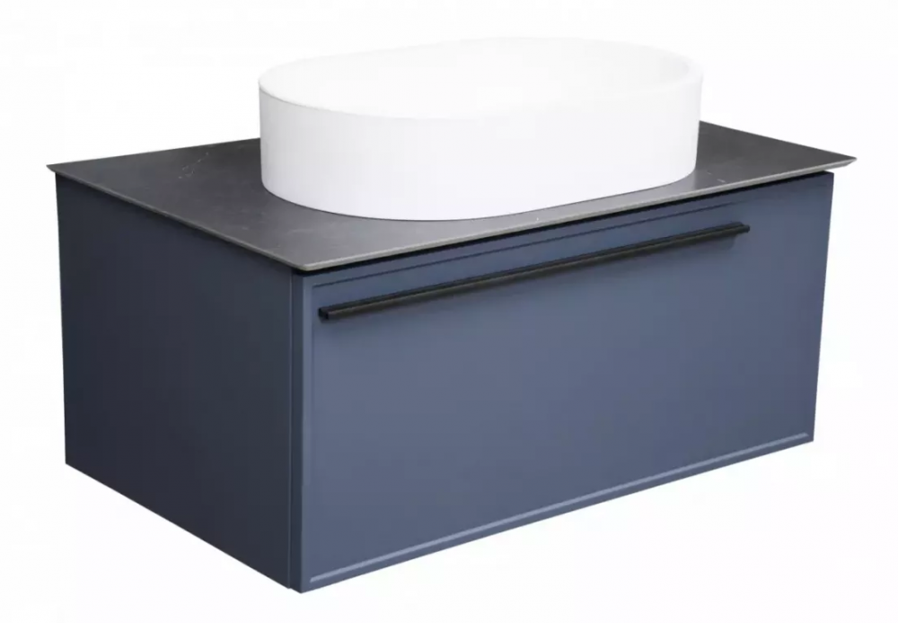 Изображение товара Тумба под раковину La Fenice Elba Blu Grigio 80 см, подвесная, под накладную раковину, синий матовый, FNC-01-ELB-BG-80