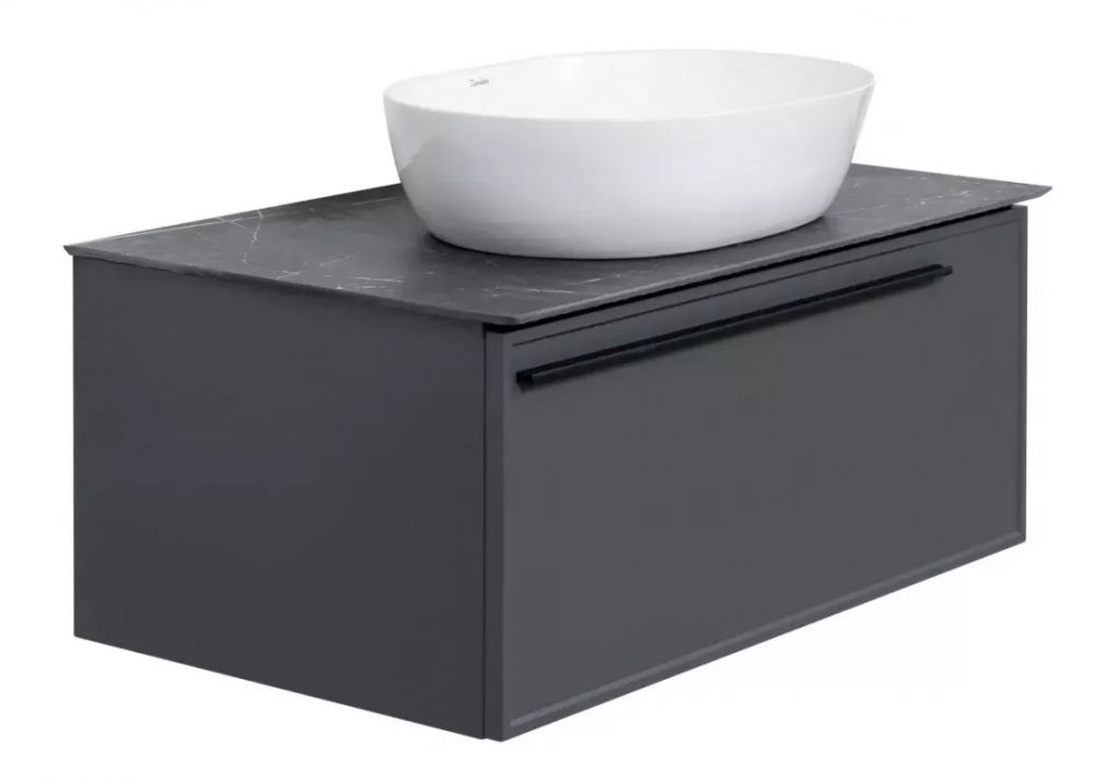 Изображение товара Тумба под раковину La Fenice Elba Grigio 80 см, подвесная, под накладную раковину, серый матовый, FNC-01-ELB-G-80