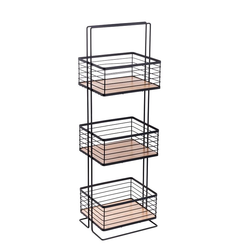 Изображение товара Стеллаж для хранения MySpace черный/бамбук 3 полки высота 85 см