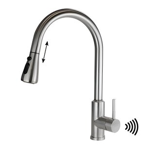 Изображение товара Смеситель Esko, для кухни, сенсорный, с выдвижным изливом, цвет сатин, TSS 519