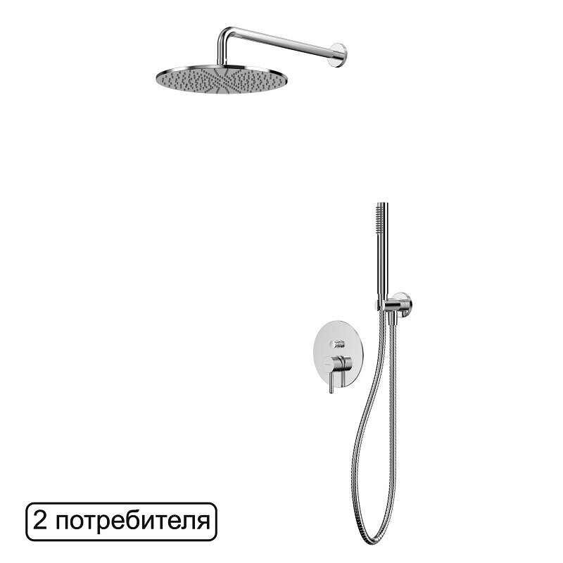 Изображение товара Душевая система Whitecross Y chrome с верхним и ручным душем, скрытый монтаж