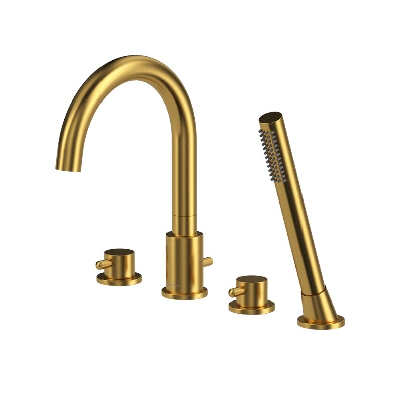 Изображение товара Смеситель Whitecross Y gold для ванны и душа с душевым гарнитуром брашированное золото