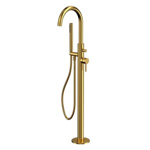 Изображение товара Смеситель для ванны и душа Whitecross Y brushed gold, Y1233GLB, напольный, с душевым гарнитуром, цвет брашированное золото